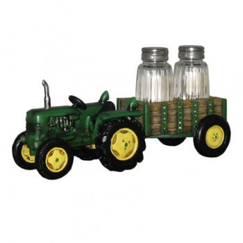 Green Tractor w Wagon Salt and Pepper