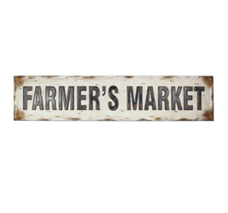 Distressed Tin Farmer's Market Sign 45" L